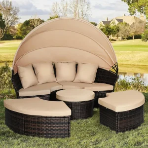 Garden Sofa Bed W/Washable Cushions