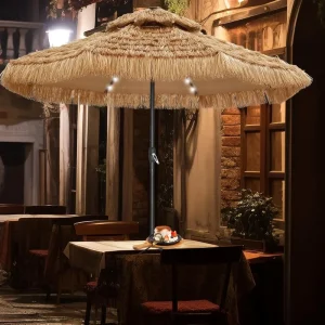 9 ft 2-Tier Solar Tiki Umbrella,