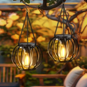 2 Pack Brighter Orbicular Hanging Solar Lights