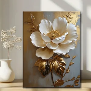 1PC Elegant White Floral Canvas