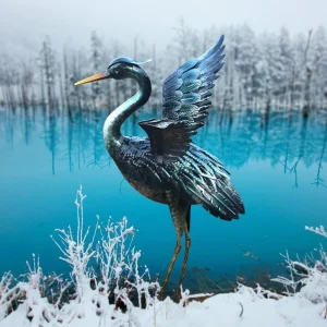 Statue Sculpture, Metal Heron Outdoor