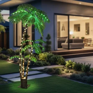 6ft Solar Lighted Palm Tree LED Artificial
